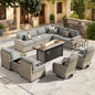 Outdoor Sectional Patio Furniture Set with Fire Pit Table,13 Pieces Wicker Conversation Sets L Shaped Couch,Extra Deep