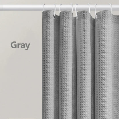 Thickened Waffle Solid Color Shower Curtain, Non-porous Double-sided Waterproof and Mildew Shading Suitable for Toilet, Bathroom