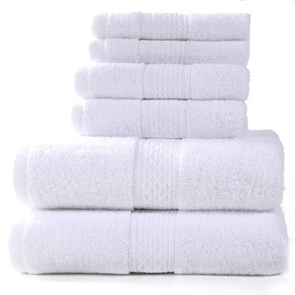 6PCS / 3PCS Cotton Towel Set Luxury Lace Embroidered Bath Towel Face Towel Hand Towel Washcloths Quick Dry Terry Towels 17Colors