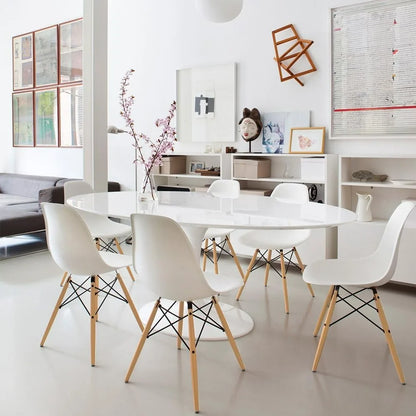 Modern Style Dining Chair Mid Century Modern DSW Chair, Shell Lounge Plastic Chair for Kitchen Chairs Set of 4(White)