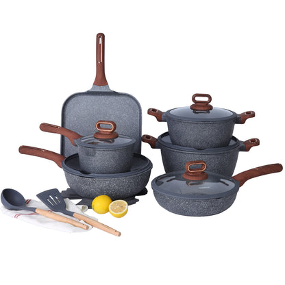 Ceramic Cookware Sets Pots and Pans Set Nonstick  Induction Cookware Kitchen Cooking Set with Frying Pans Set