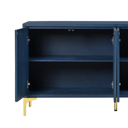 Modern 4-door Sideboard with Creative carved and shaped surface and Adjustable Shelves, Suitable for Study, Living Room