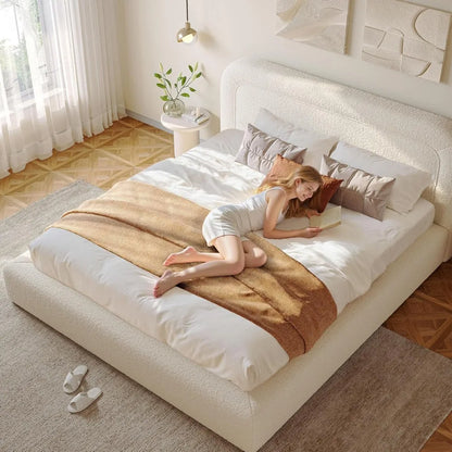 Bed Frame and Headboard, Upholstered Cloud Bed Frame, Anti-Collision Soft Rounded Corners, for Modern Bedrooms