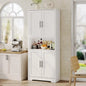 70 Inch Tall Kitchen Pantry Cabinet, Freestanding Storage Cabinet with 4 Doors and Adjustable Shelves, Utility Hutch Cupboard fo