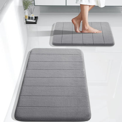 2 Piece Memory Foam Non Slip Bath Mat Set