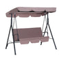 Steel Outdoor Porch Swing Lounge Chair 3 Persons With Canopy - Courtyard Swing Chair Garden Swing Outdoor Swing Brown