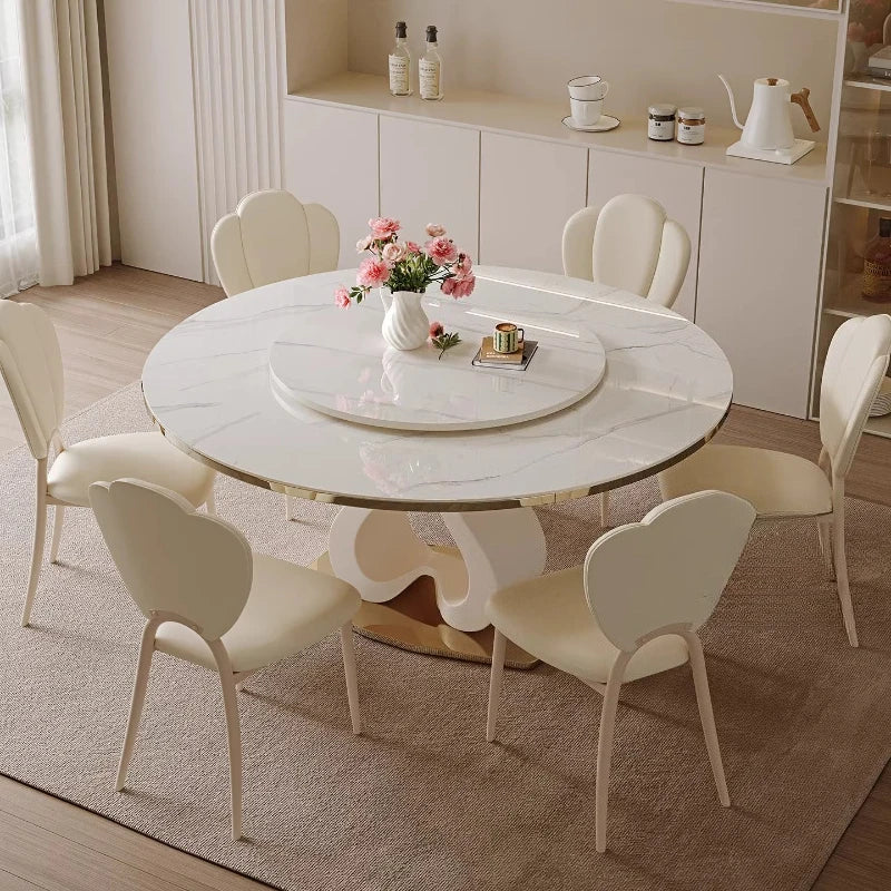 Design Luxury White Dining Table 6 Person Modern Nordic Round Dining Table Living Room