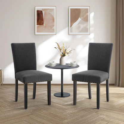 Dining Chairs Set of 2 Upholstered Parsons Diner Room Chair Sets Fabric Kitchen Chairs with Nailhead Trim/Sturdy Wood Legs and P