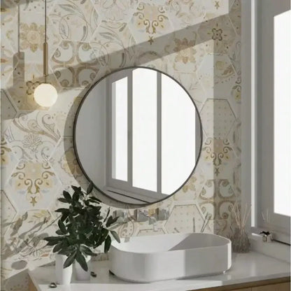 Round Aluminum Alloy Framed Wall Mirror with Simple Metal Frame, Entryway, Bedroom Vanity, Living Room, Hallway Decor