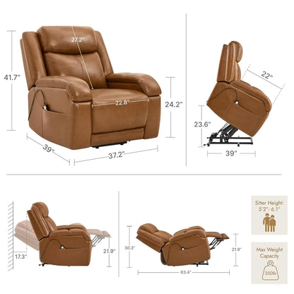 Genuine Leather Power Lift Recliner Chair for Elderly with Heat and Massage, Electric Lay Flat Lift Chairs with, Customized
