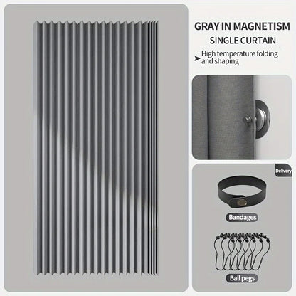 Foldable Magnetic Waterproof Shower Curtain with 14 Hooks