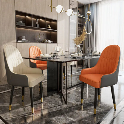 Leather Dining Chairs with Arms Modern Kitchen Dining Room Chairs with Metal Legs for Hotels,Restaurants,Apartments
