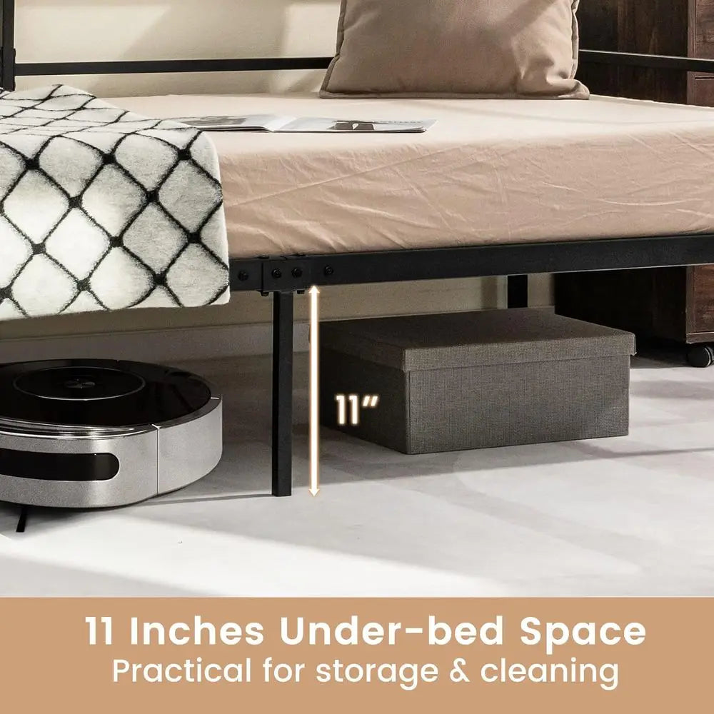 Metal Twin Daybed e, Day Bed with Metal Slat Support & 3-Sided Guardrails, 2-in-1 Space-Saving Soa Bed or Living Room Gt Room, N
