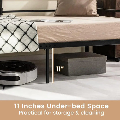 Metal Twin Daybed e, Day Bed with Metal Slat Support & 3-Sided Guardrails, 2-in-1 Space-Saving Soa Bed or Living Room Gt Room, N