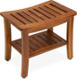 21 Inch Fully Assembled Teak Shower Bench, Waterproof Wood Bath Stool for Elderly and Spa Use