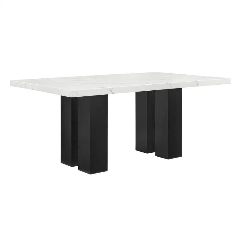 6-Pc Dining Set, White Rectangular Marble Tabletop, Dark Finish Base, Upholstered Chairs & Bench, Soft table