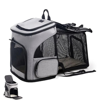 Expandable Cat Carrier Backpack Large Soft Airline Approved Collapsible Pet Bag for Small Dogs Puppies Medium Cats Breathable P