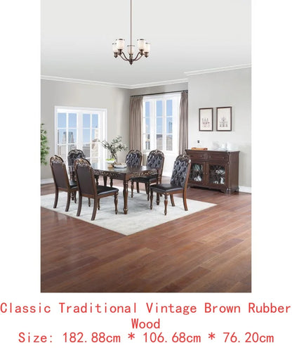 Formal 1pc Dining Table with 2 Leaves, Silver Grey Finish, Antique Design, Rubberwood, Large Family Dining Room Furniture