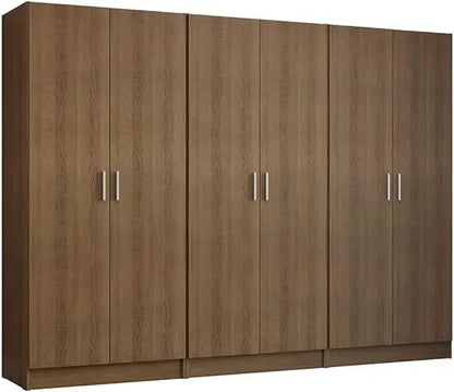 6 Doors Storage Cabinet with Ample Shelves Space 94" L Utility Armoire Closet Entryway and Bedroom Organization Unit (Rustic)