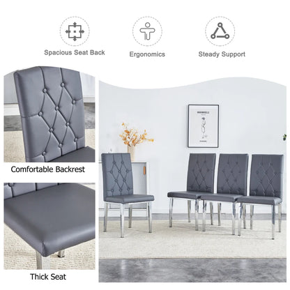Grey Armless Dining Chair -4-piece Set, Modern Small House Restaurant Furniture Set