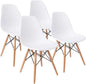 Modern Style Dining Chair Mid Century Modern DSW Chair, Shell Lounge Plastic Chair for Kitchen Chairs Set of 4(White)
