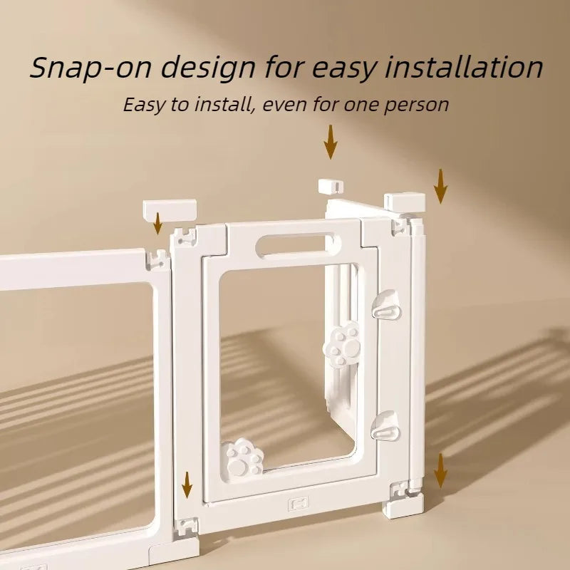 Transparent Pet Fence Indoor Small Dogs Enclosure Free Combination Anti-Escape Puppy Playpen Sturdy Pet Barrier Cage with Door