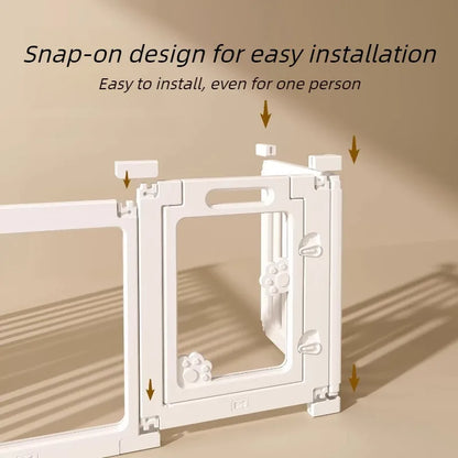 Transparent Pet Fence Indoor Small Dogs Enclosure Free Combination Anti-Escape Puppy Playpen Sturdy Pet Barrier Cage with Door