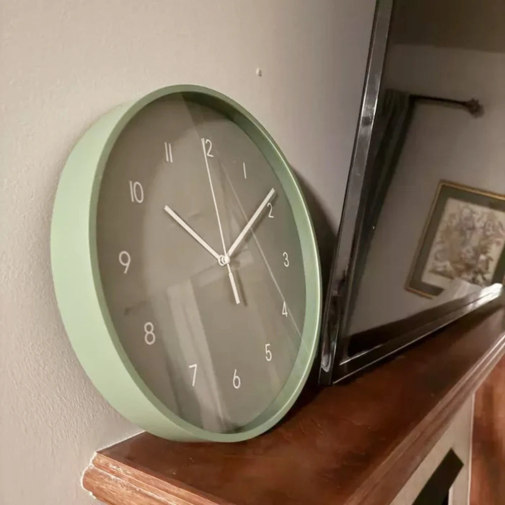12" Wall Clock Battery Operated,Decorative Non-Ticking Silent Analog Wall Clock for Bathroom Kitchen Bedroom Living Room,Green