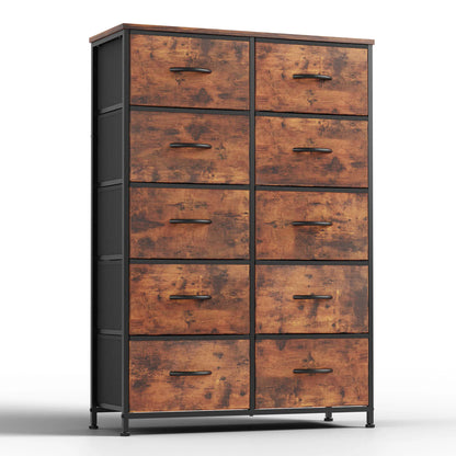 Bedside Table For Bedroom With 10 Fabric Drawers Nightstand Storage Cabinet With Steel Frame Clothes Storage Display Cabinet