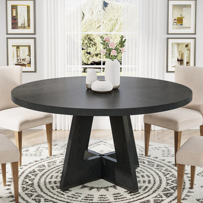 Round Dining Table for 4, 47 Inch Farmhouse Kitchen Table Small Dinner Table Kitchen Dinning Table for Dining Room