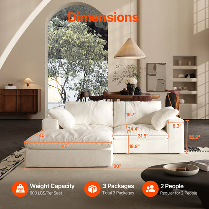 Comfy Cloud Couch 120'' Modern Sectional Sofa for Living Room Down Filled Couch with Ottoman U Shaped 5 Seater Convertible Sofa