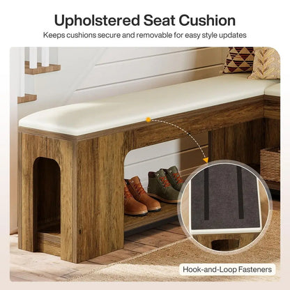 L Shaped Corner Bench, 47.24 Farmhouse Breakfast Nook Bench with Removable Seat Cushion, Corner Bench for Kitchen, Dining Room,