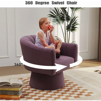 Swivel Accent Chair Set of 2, Upholstered Velvet 360° Swivel Barrel Chair for Living Room