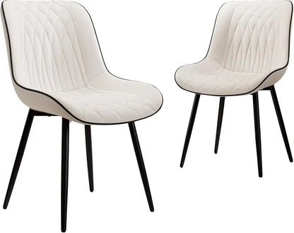 Black Dining Chairs Set of 2 with High Backs Mid Century Modern Kitchen & Dining Room Chairs PU Faux Leather Upholstered