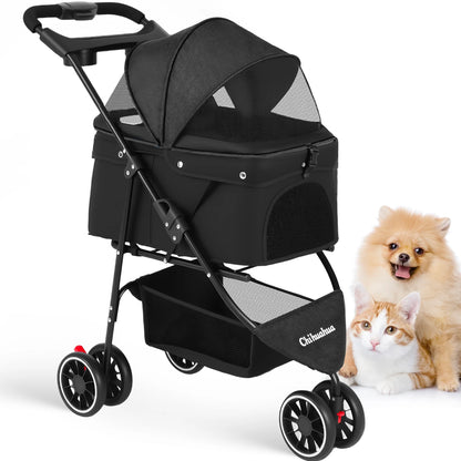3 in 1 Pet Stroller with Removable Carrier Folding Stroller for Small/Medium Dogs and Cats Waterproof All-Terrain