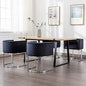 Velvet Dining Chairs Set of 4 Modern Barrel Arm Chairs with Chrome Metal Frame, Upholstered
