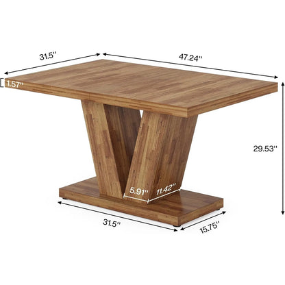 47-Inch Dining Table for 4,Dinner Table with Heavy Duty Pedestal, Farmhouse Eating Table for Home, Dining Room