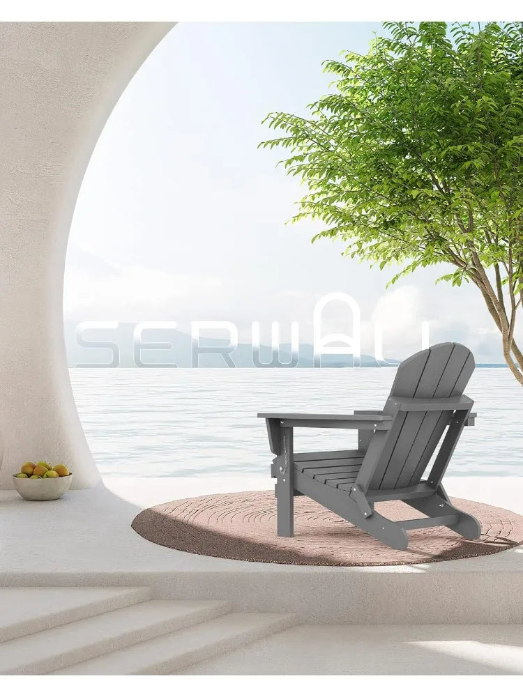 Foldable Adirondack Chair Set of 4 for Patio Garden Outdoors Fire Pit-Gray