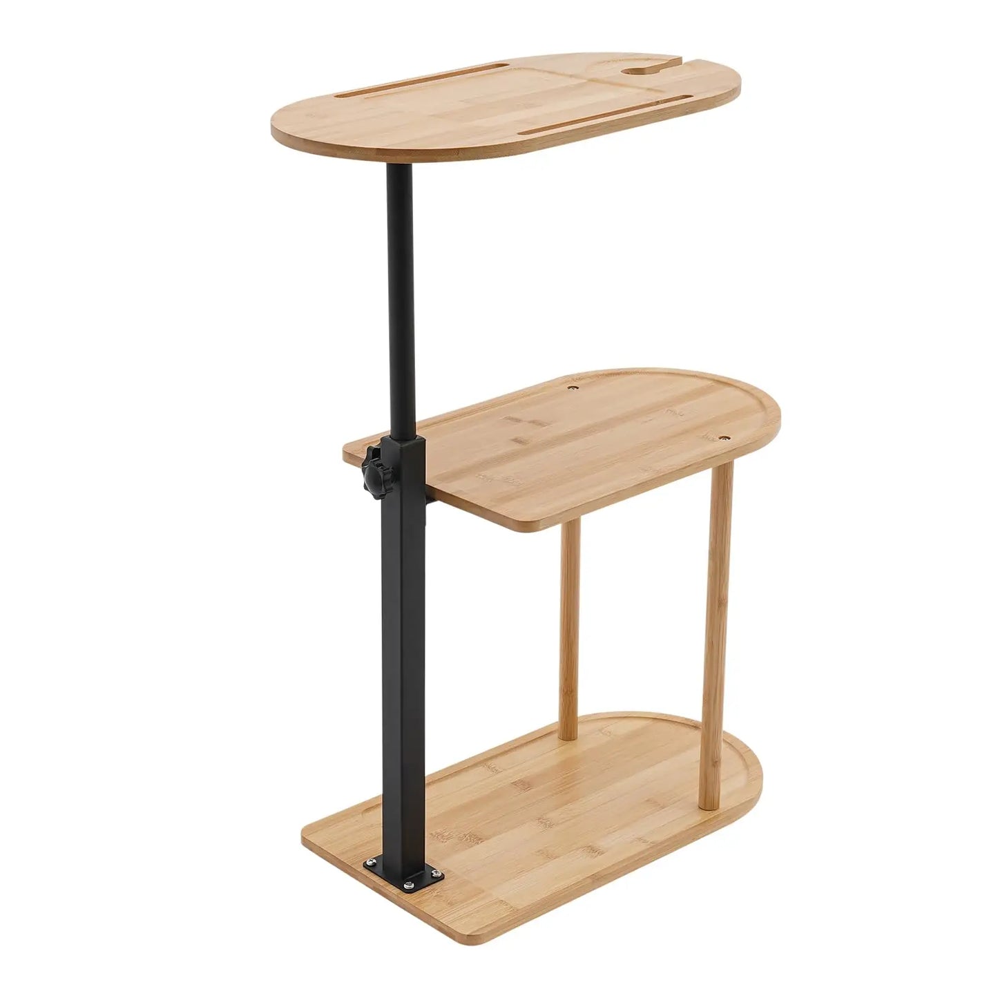 Bamboo Bathtub Tray Table with Adjustable Height, 3-Tier Freestanding Bathtub Caddy for Tub Against Wall, 360 °   Rotatable Bath Tub