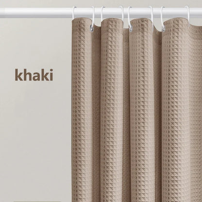 Thickened Waffle Solid Color Shower Curtain, Non-porous Double-sided Waterproof and Mildew Shading Suitable for Toilet, Bathroom