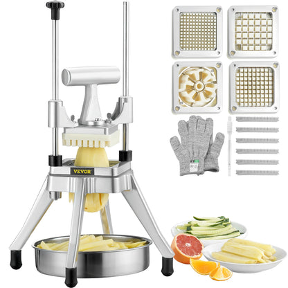Vegetable Fruit Dicer Cutter Potato Slicer Chopper 4 Blades & Tray Manual Cutting Machine home appliance