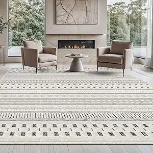 Micro Loop Area Rug Light Gray 9x12 Geometric Modern Luxury Circular Durable Soft Indoor Rugs for Living Dining Room