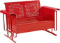 Retro Metal Outdoor Loveseat Glider, 2-Person Rocking Patio Bench for Porch, Deck, Navy Gloss