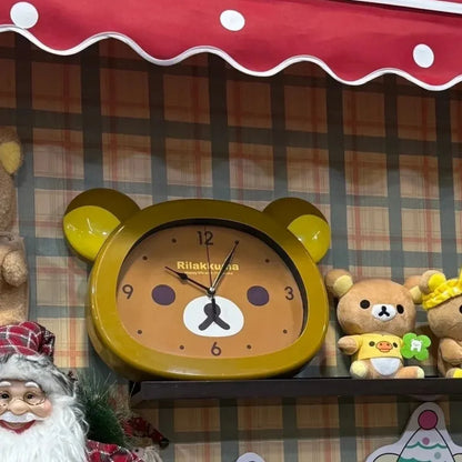 Rilakkuma Inspired Cute Silent Wall Clock Sweep Second Decorative Clock for Kids Bedroom Living Room Home Decor