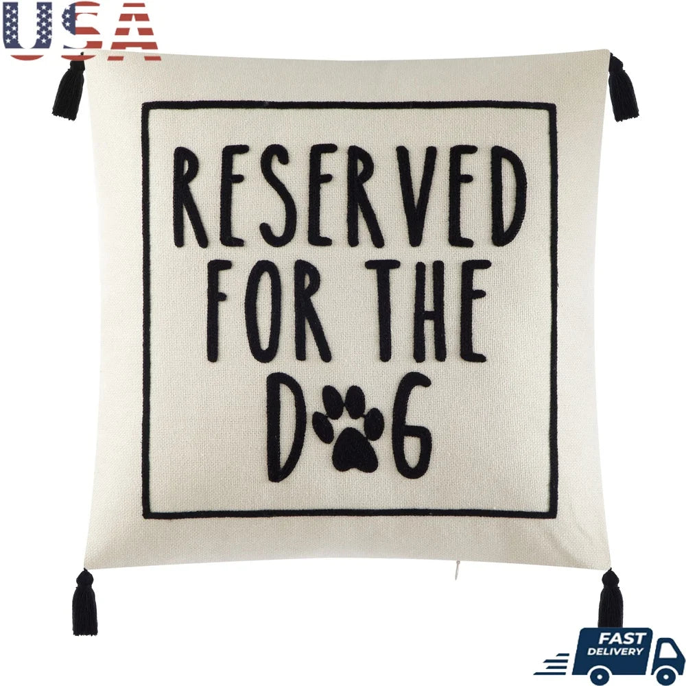 Decorative Throw Pillow Reserved Dog Soft Cozy Cushion Living Room Bedroom Pet Lovers 18x18 Durable Fabric Zip Closure