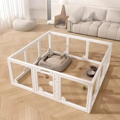 Transparent Pet Fence Indoor Small Dogs Enclosure Free Combination Anti-Escape Puppy Playpen Sturdy Pet Barrier Cage with Door