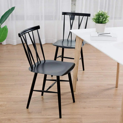 Dining Chair Set of 2, Farmhouse Windsor Chairs Dining Room Chairs with Spindle Back and Sturdy Metal Construction,(Height 17'')