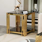 Modern Stainless Steel Leg Square Clear Tempered Glass End Table for Living Room and Sofa Side