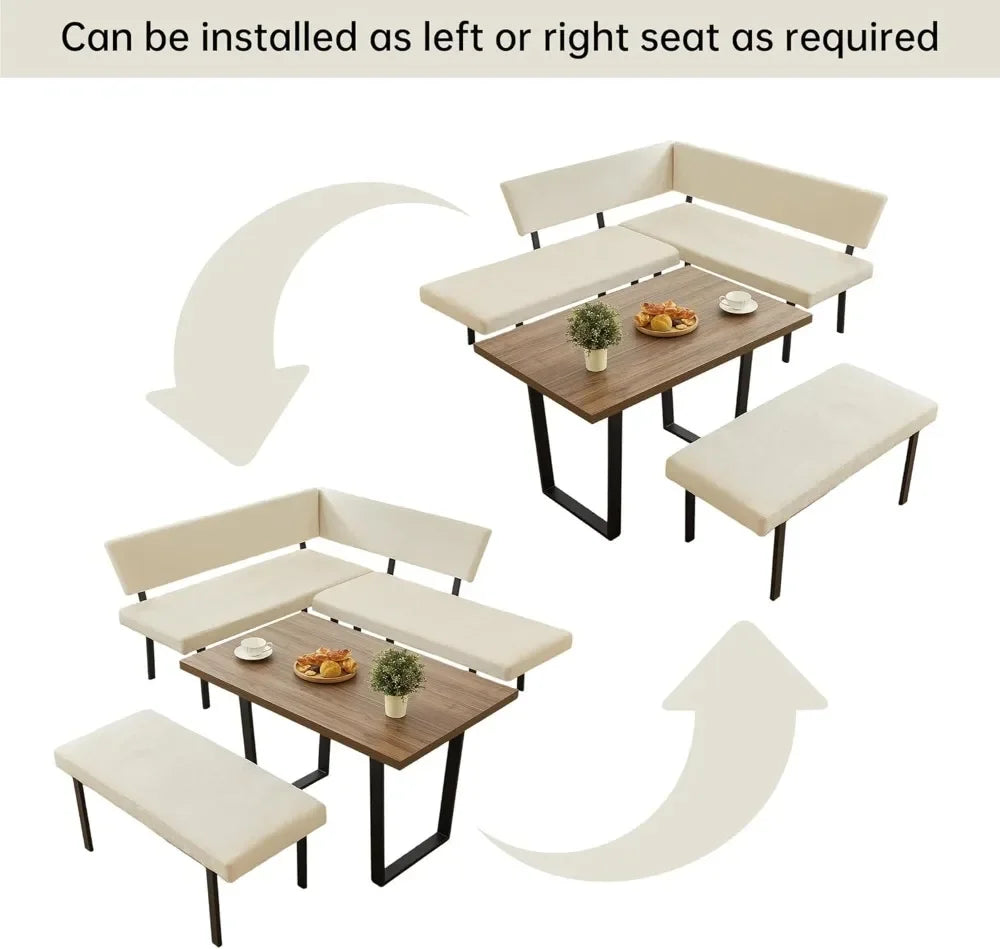 3-Piece Corner Dining Table Set with Bench, 67'' Space-Saving Breakfast Nook for Kitchen