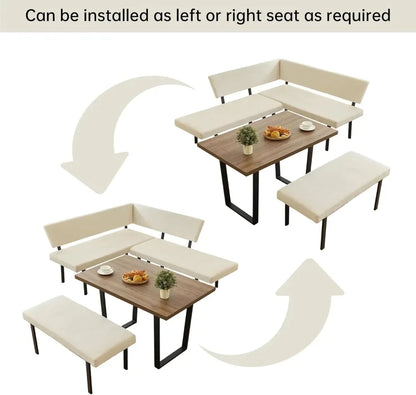 3-Piece Corner Dining Table Set with Bench, 67'' Space-Saving Breakfast Nook for Kitchen